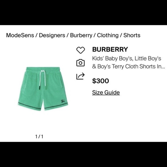 Burberry Equestrian Knight-Embroidered Toweling Shorts Baby Girls Jade 4Y